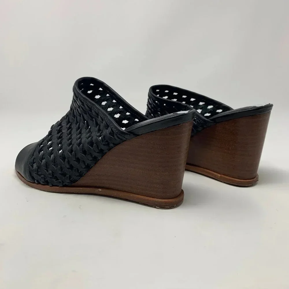 Matt Bernson Pia‎ Woven Leather Wedges in Black
